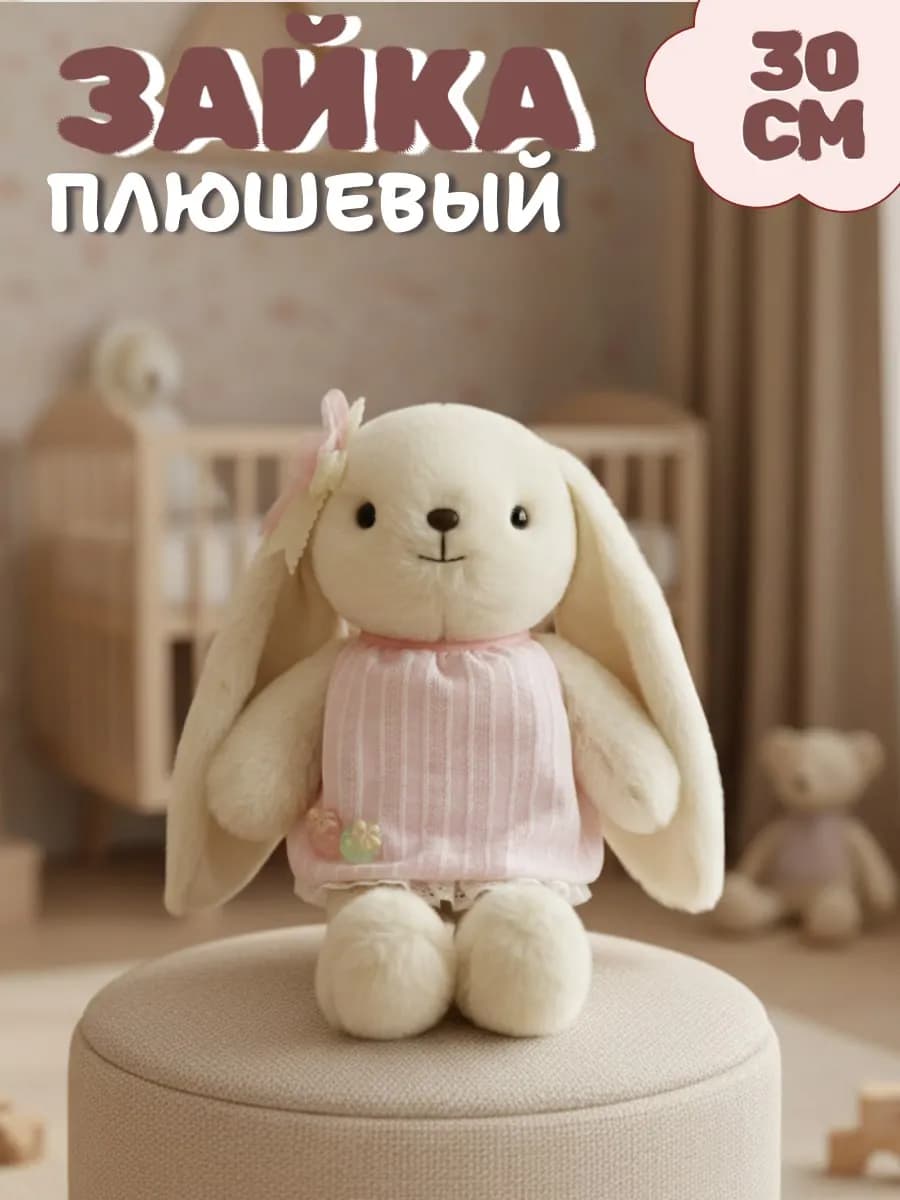 Мягкая игрушка зайка плюшевый 30 см