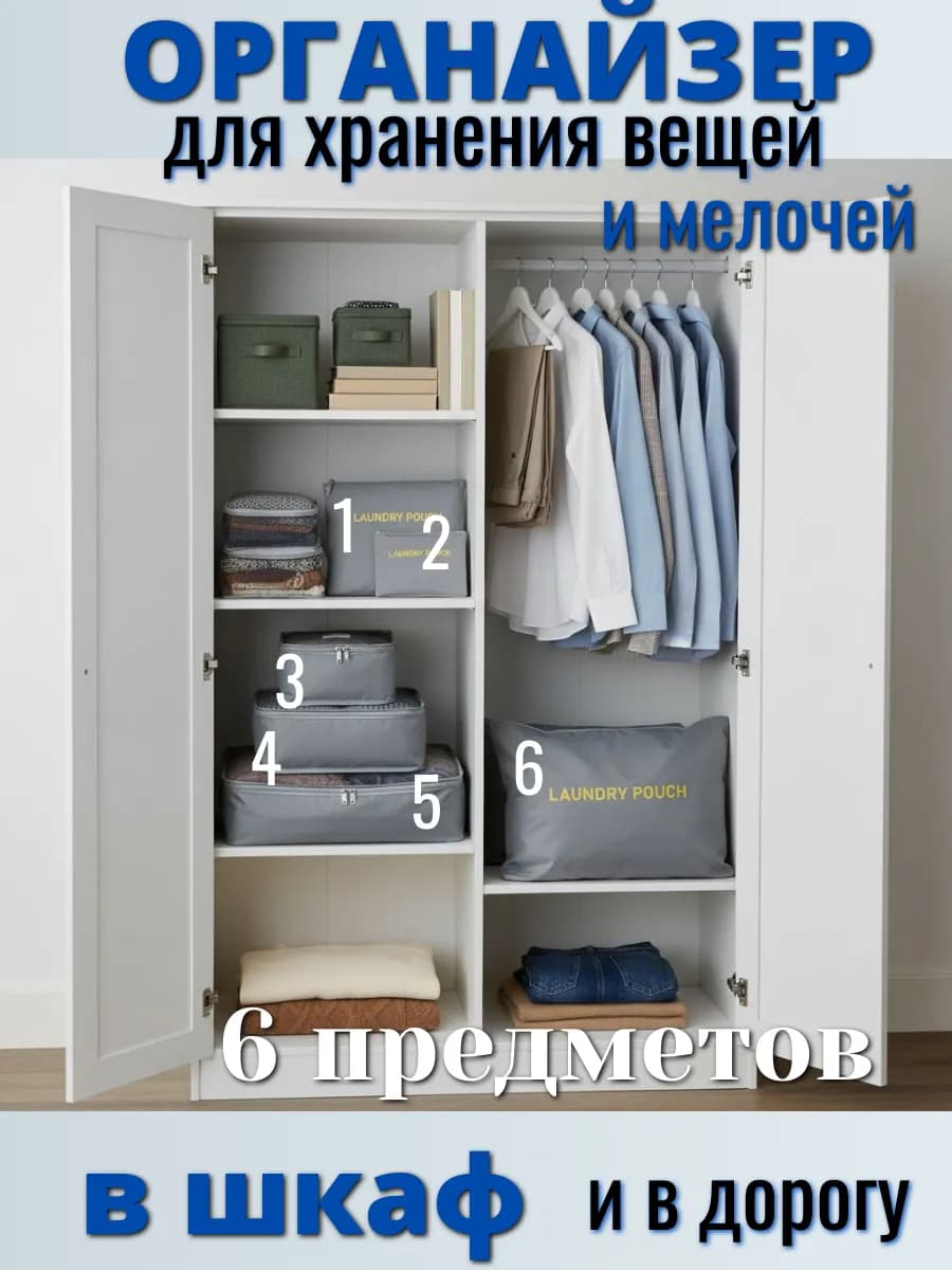 Органайзер для хранения вещей - 6 штук