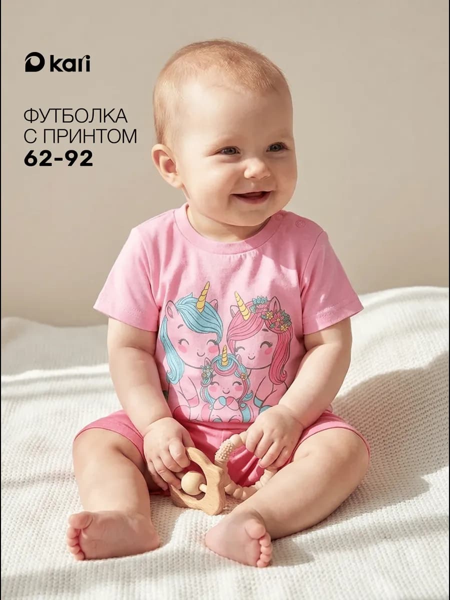 Футболка для девочки розовая с принтом