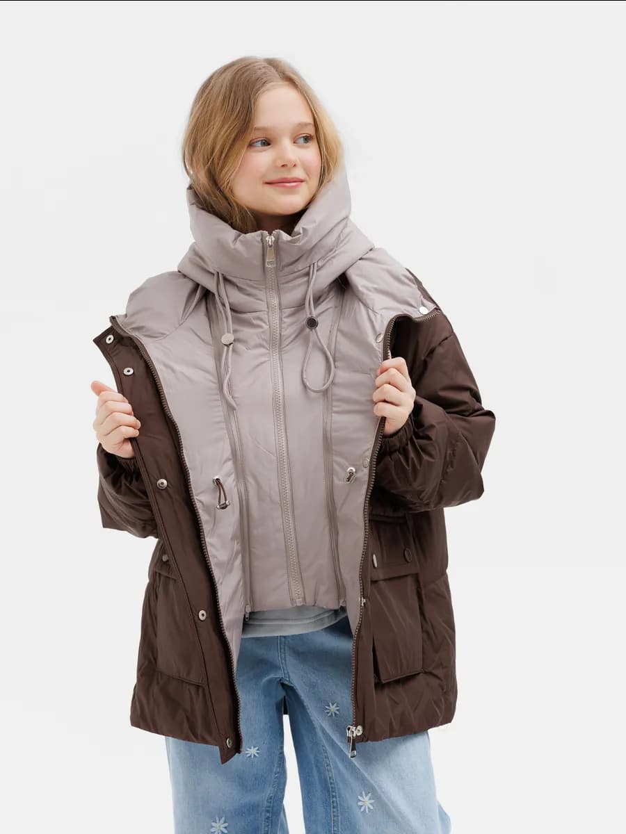 Демисезонная Куртка с двойным воротником OVERSIZE