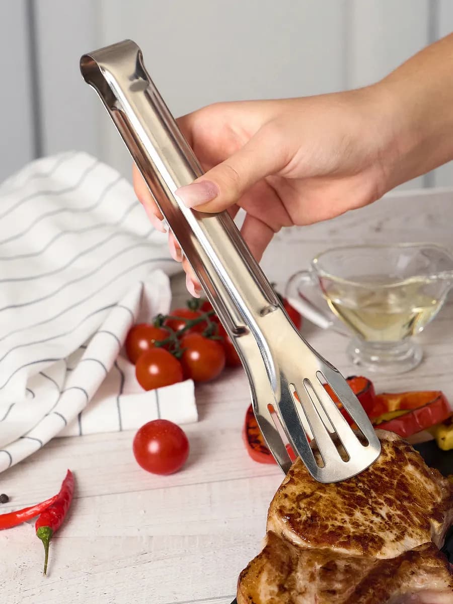 Щипцы кухонные металлические для мяса барбекю 24 см