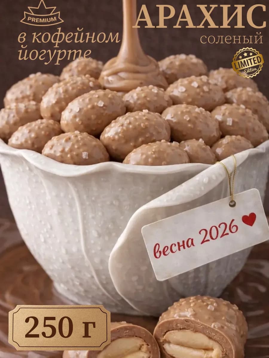 Арахис соленый в кофейном йогурте 250 грамм