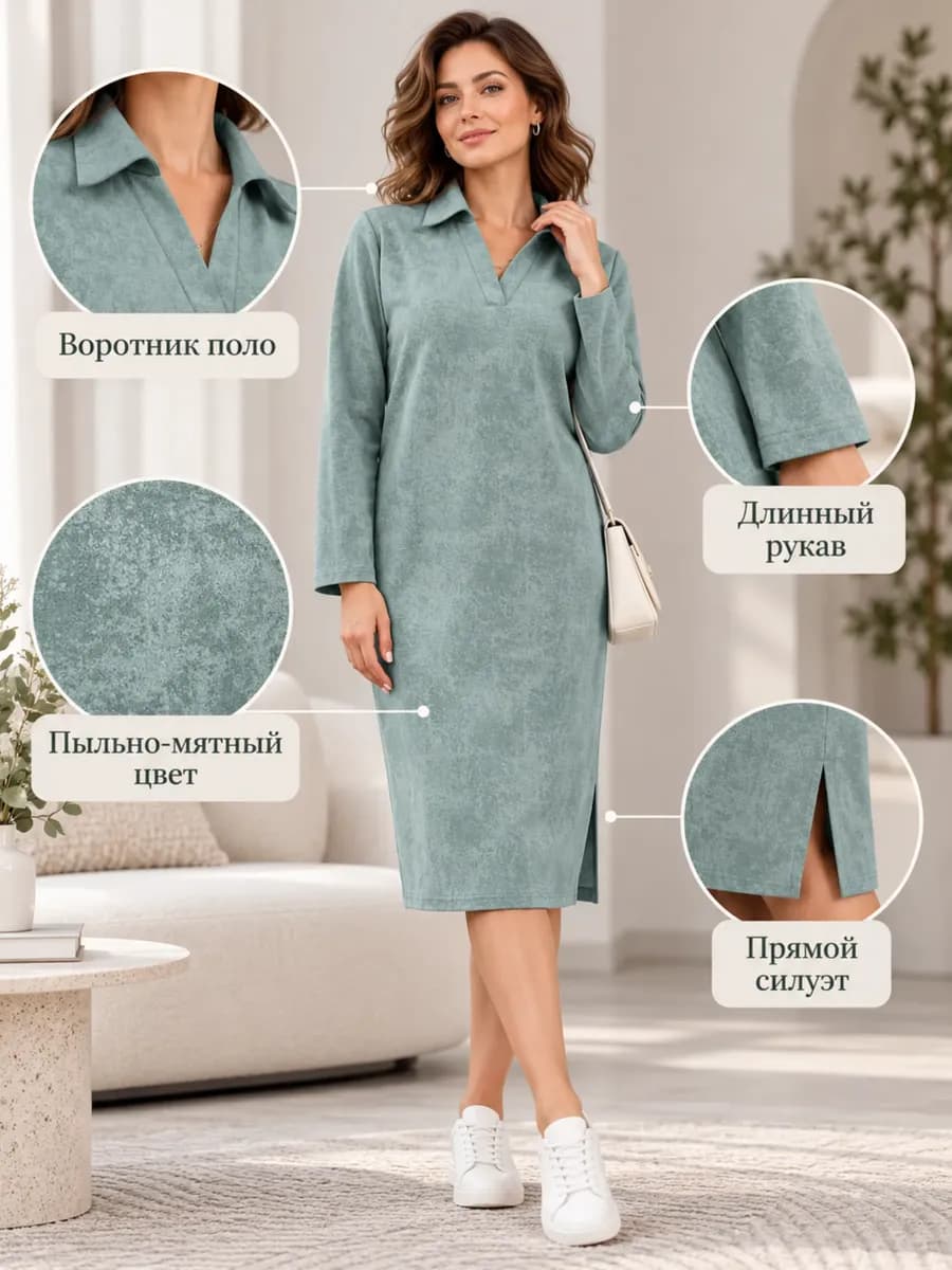 Платье поло с длинными рукавами