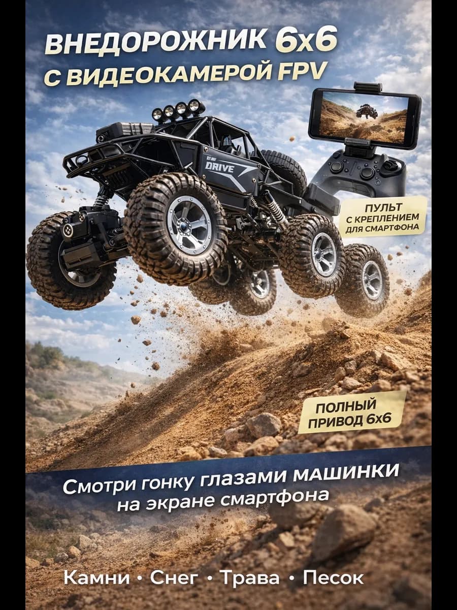 Машинка на пульте управления большая внедорожник с камерой