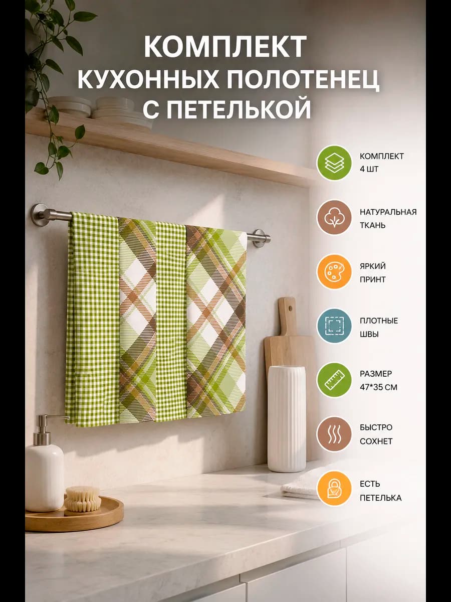 Полотенце кухонное набор 4 шт