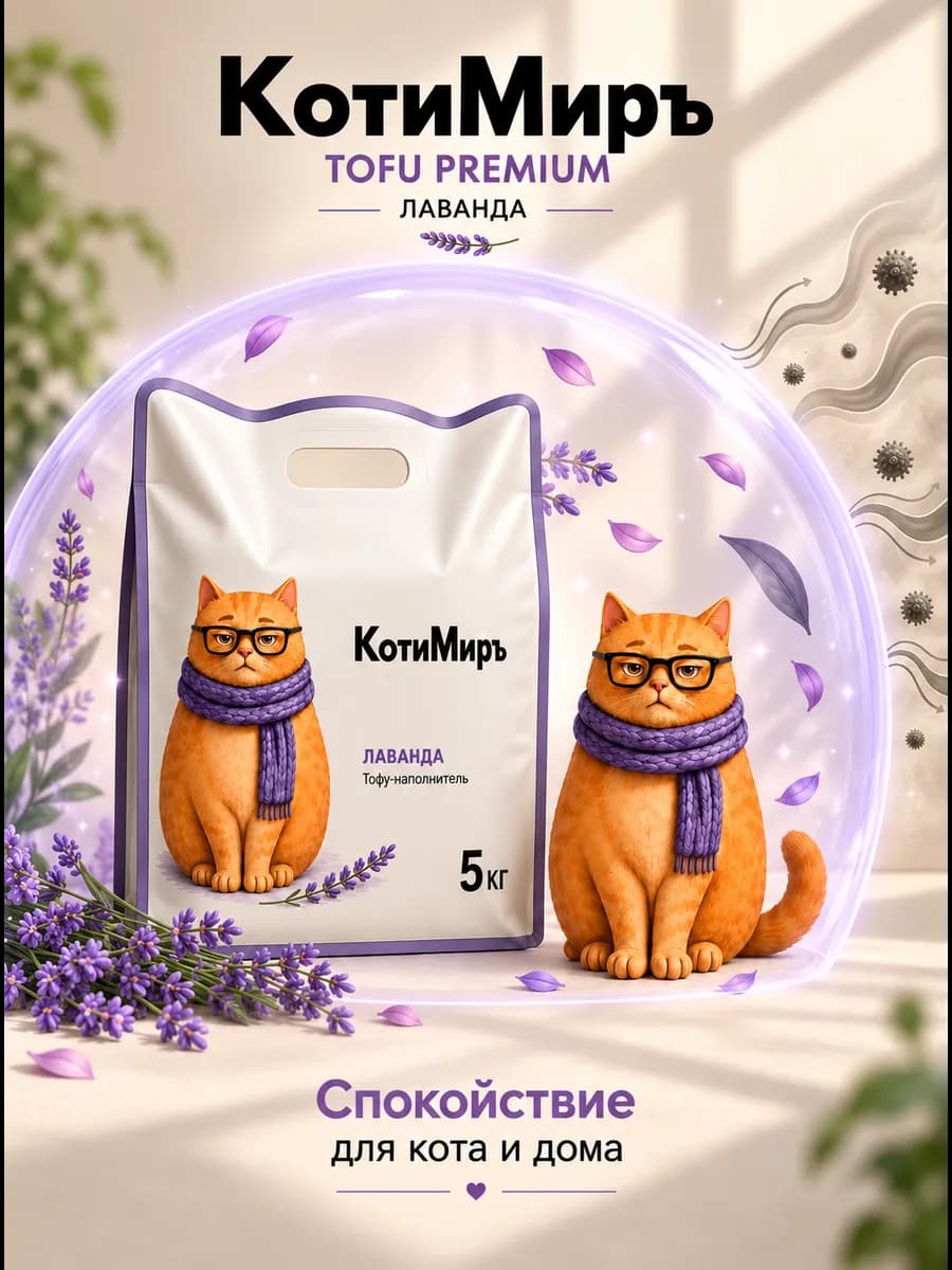 Наполнитель для кошачьего туалета Тофу, Лаванда 12 л