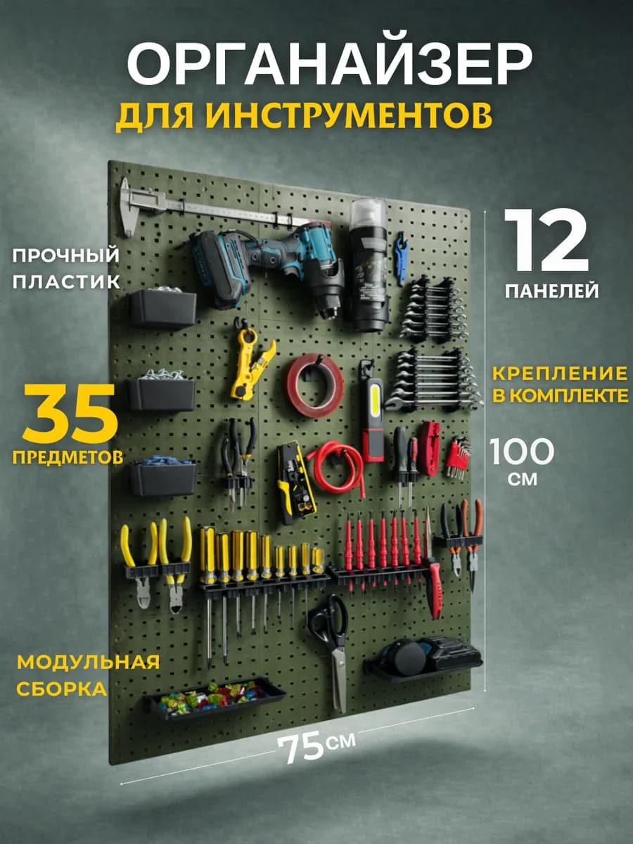 Набор перфорированных панелей с органайзерами