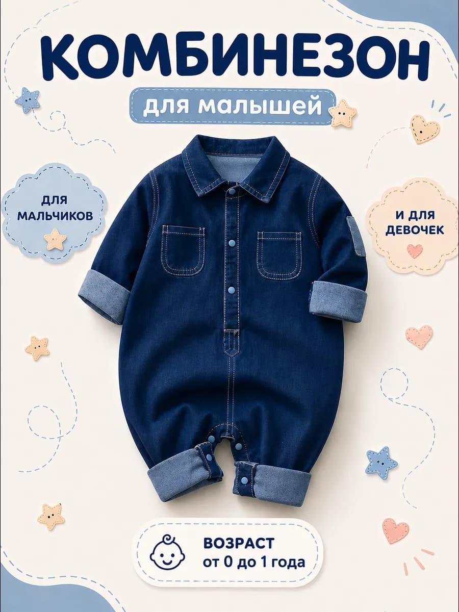Джинсовый комбинезон для новорожденных