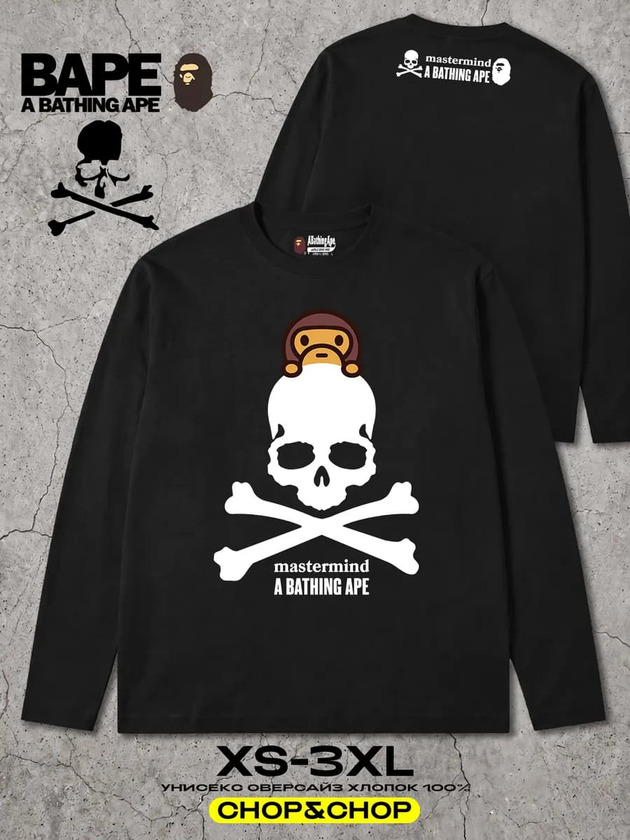 Лонгслив BAPE бейп Mastermind оверсайз с принтом y2k