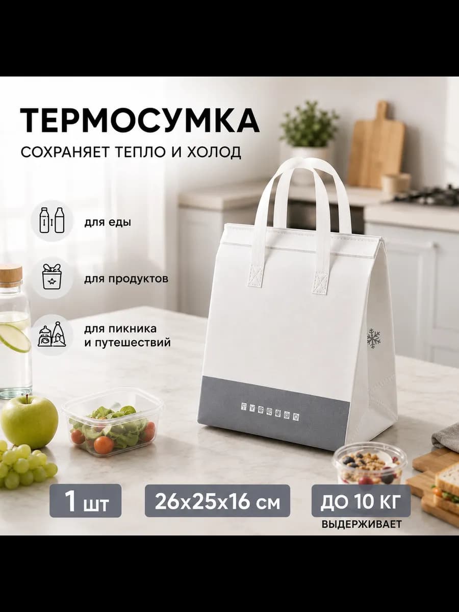 Термопакет для еды термосумка 1 шт из спанбонда