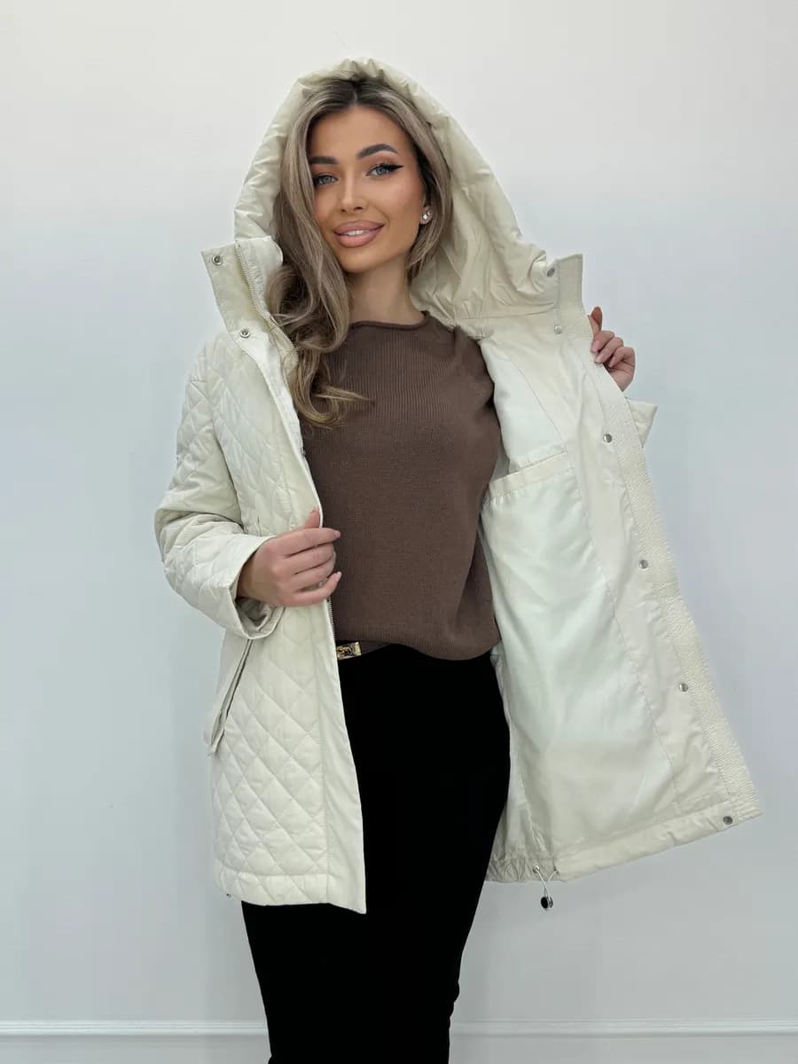 Куртка длинная осенняя с капюшоном