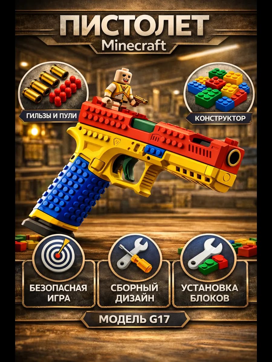 Lego пистолет детский конструктор стреляющий