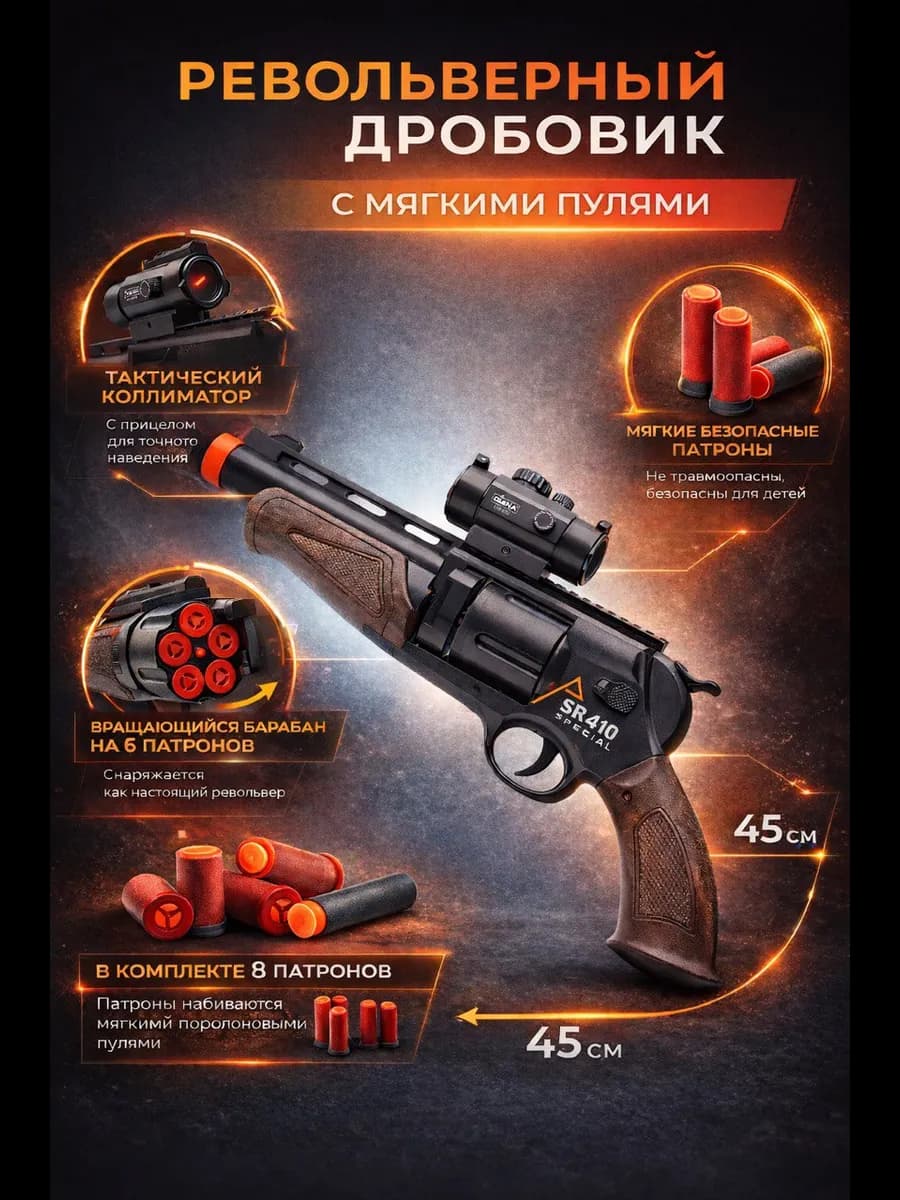 Игрушечное оружие дробовик револьвер