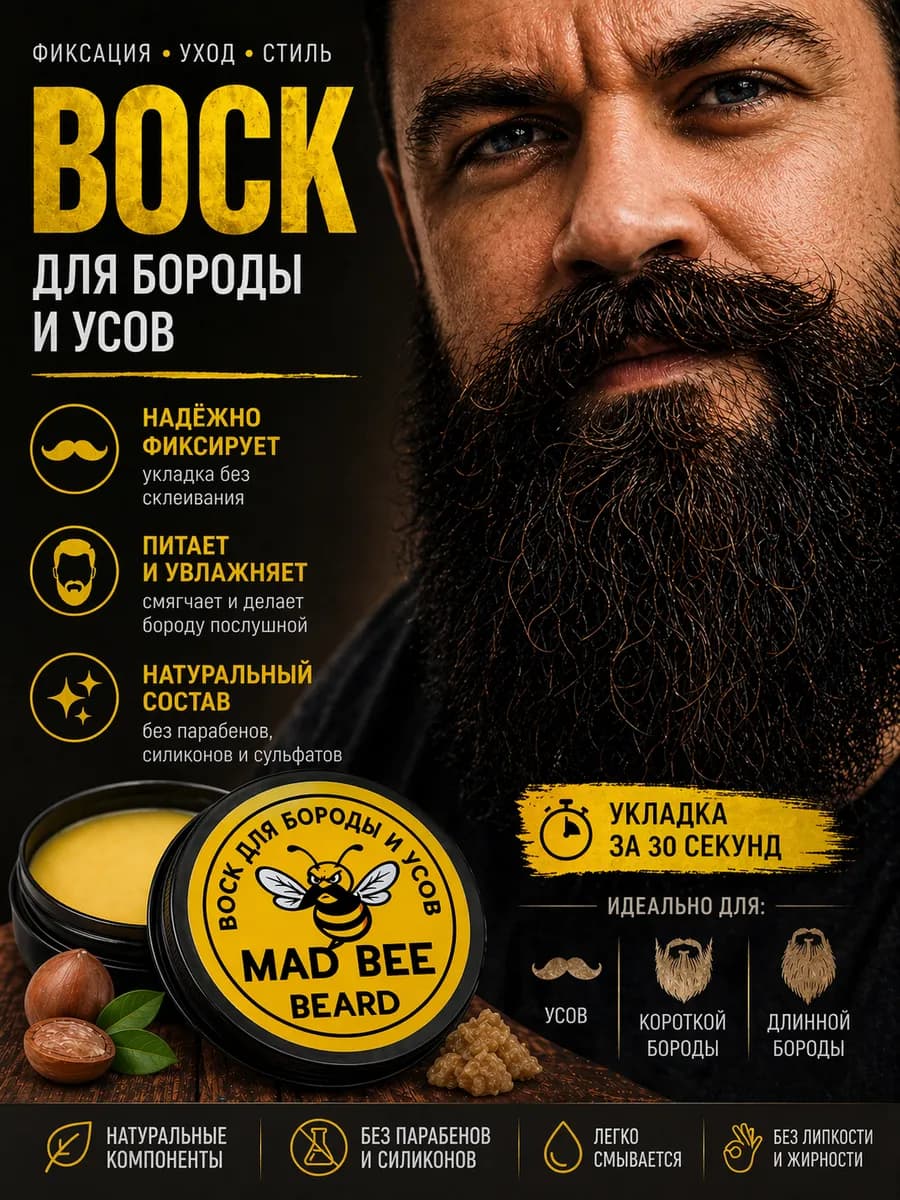 Воск для бороды и усов Strong