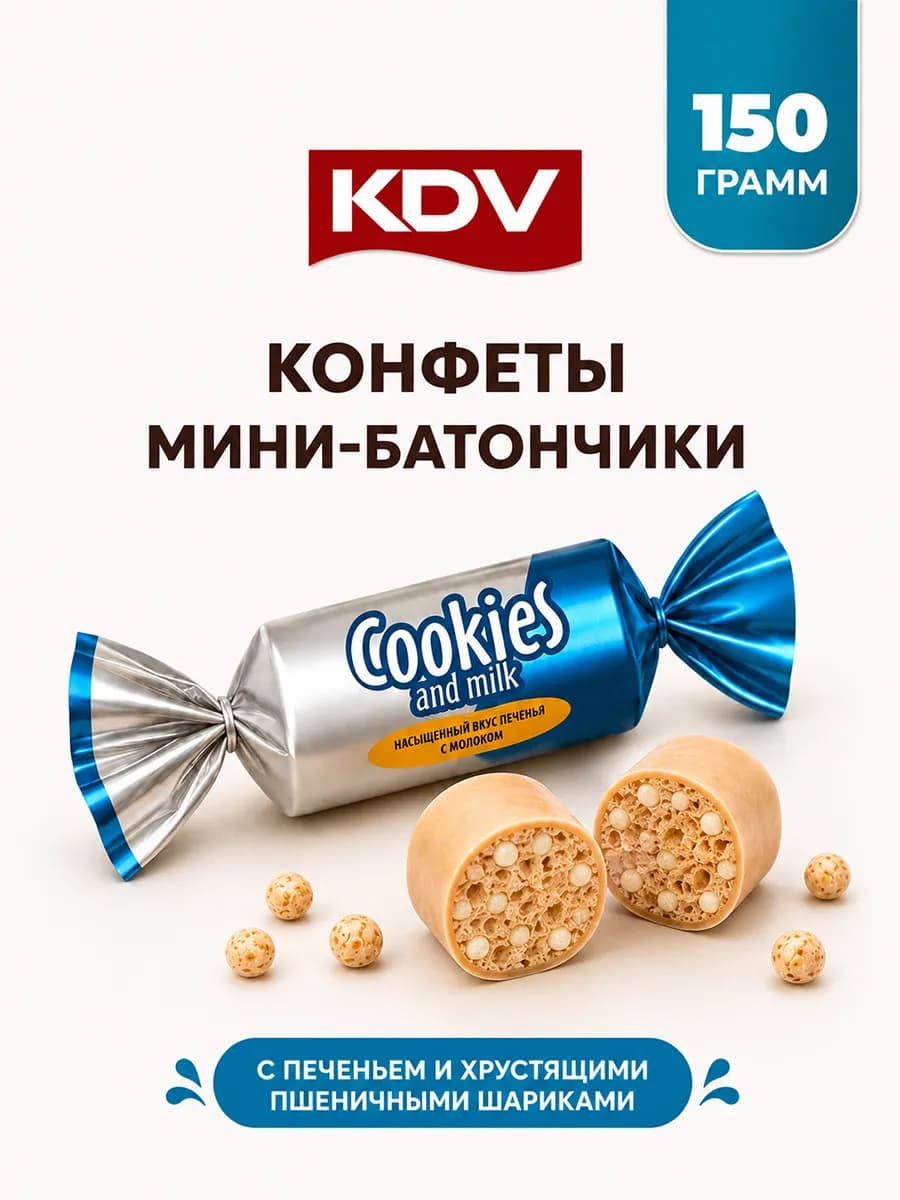 Конфеты мини-батончики с печеньем Cookies and milk