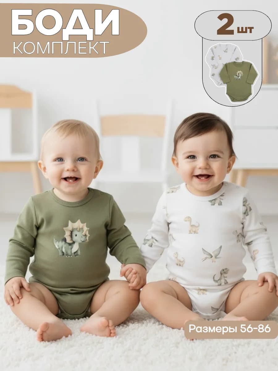 Комплект боди для новорожденных из 2 шт