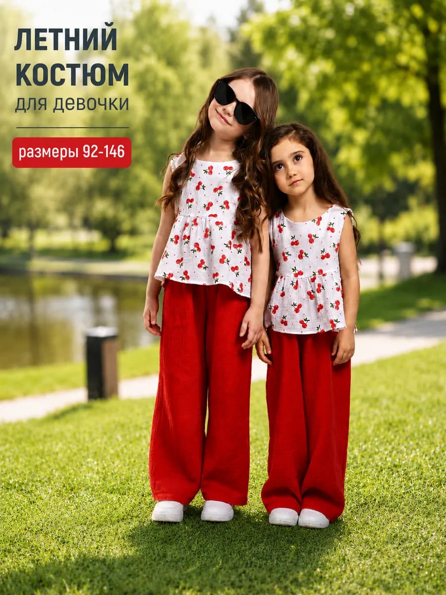 Костюм летний муслиновый с брюками