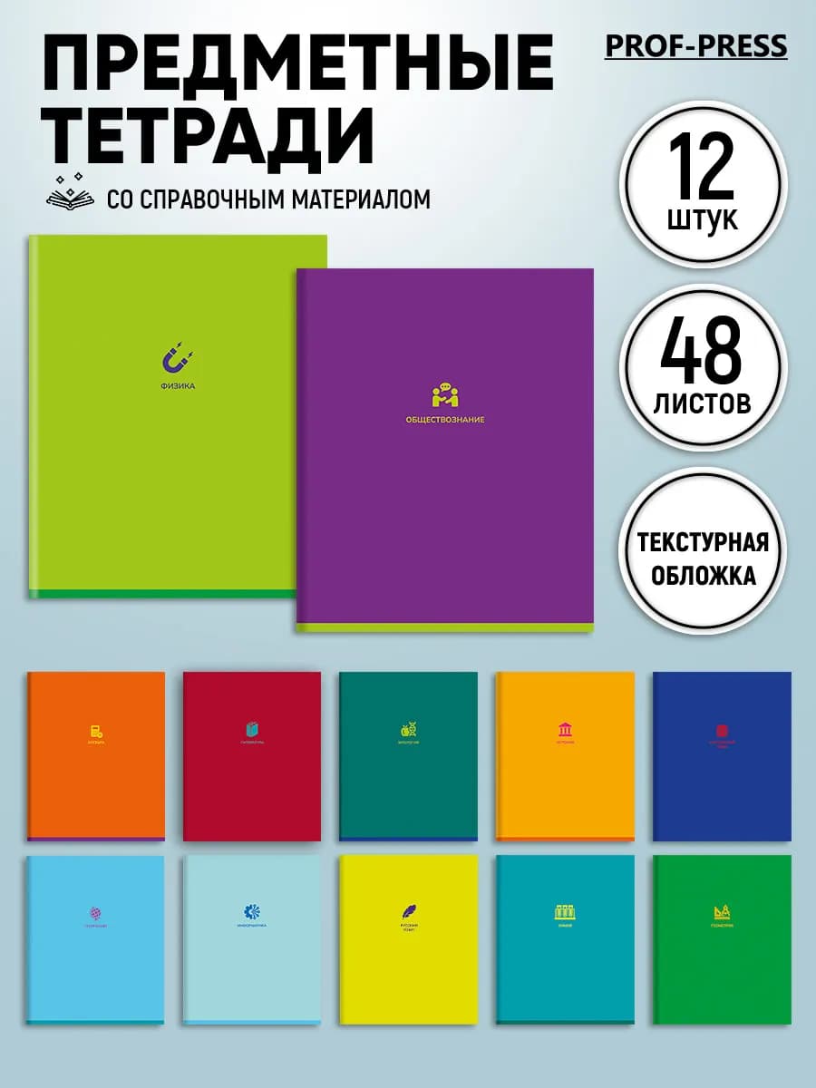 Тетради предметные 12 штук 48 листов