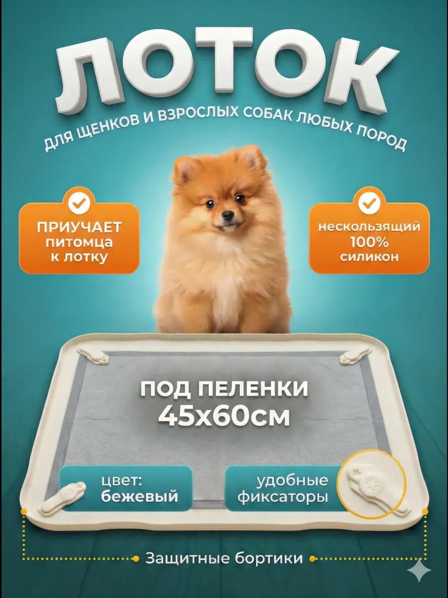 Силиконовый лоток для собак под пеленку 42х62 туалет коврик