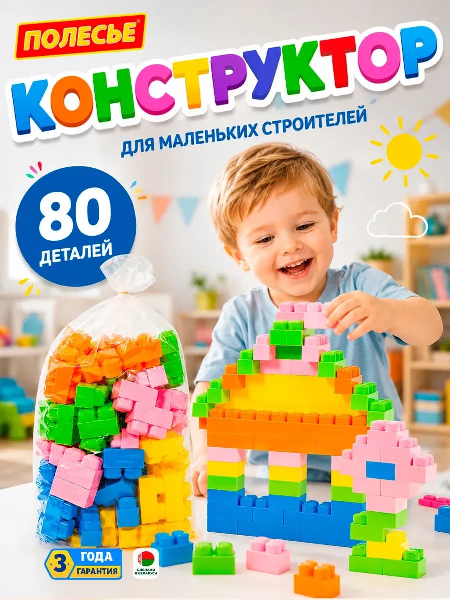 Конструктор с крупными деталями блочный для детей