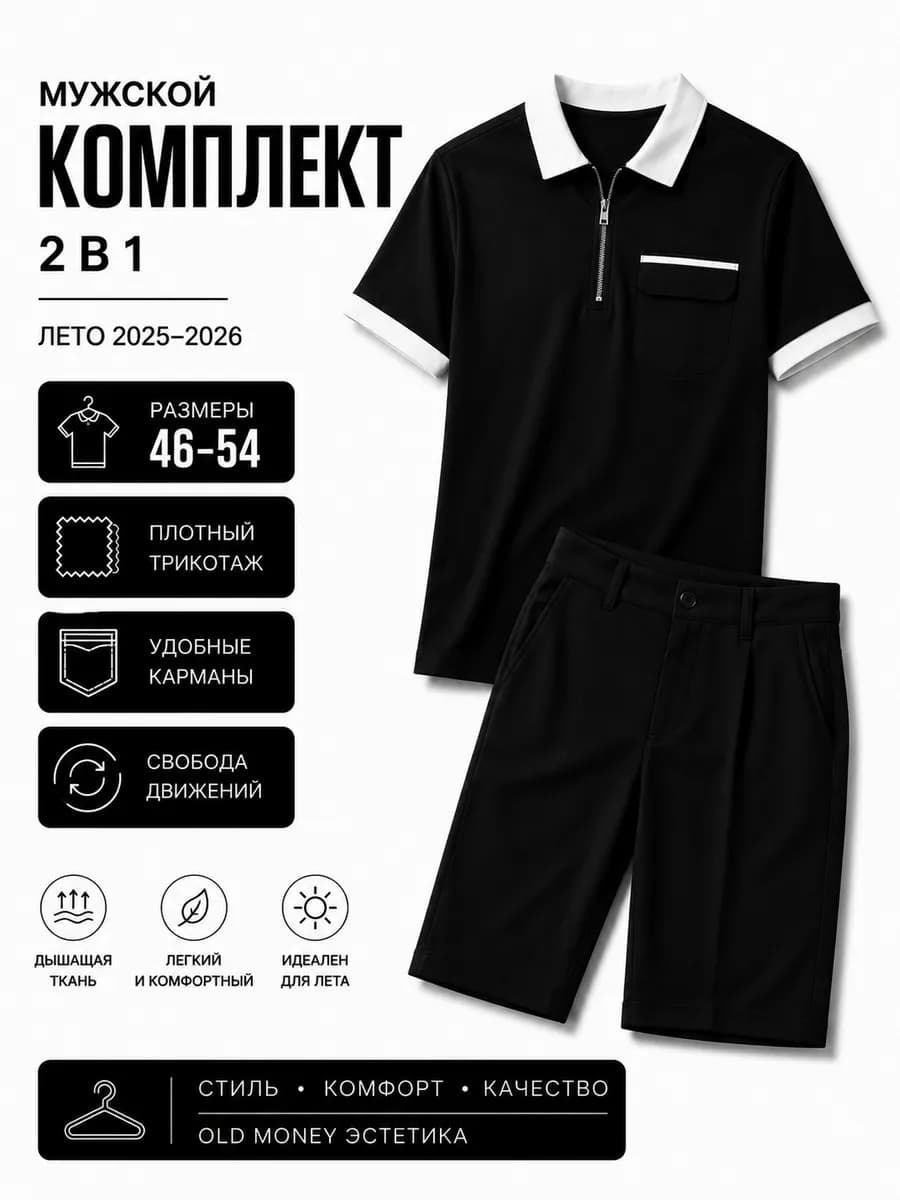 Костюм летний с шортами и футболкой поло
