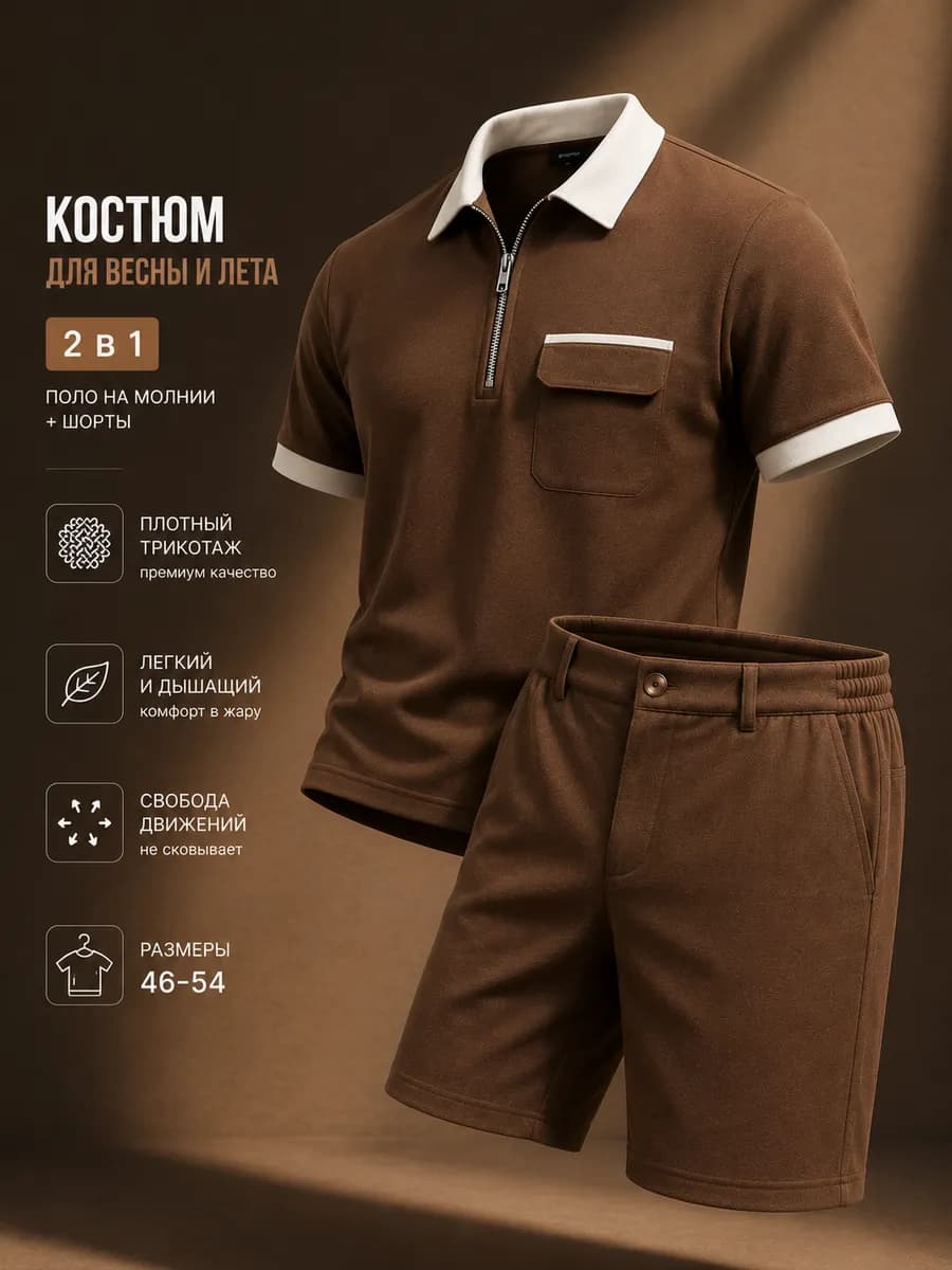 Костюм летний с шортами и футболкой поло