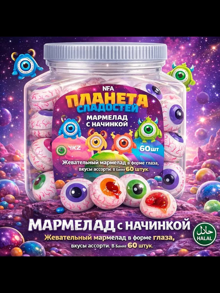 Жевательный мармелад Глаза с начинкой
