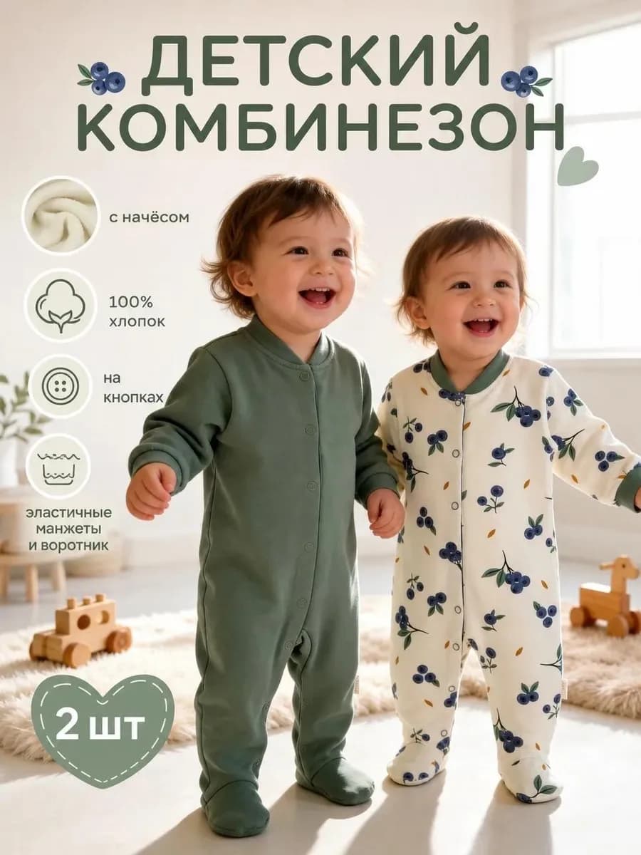 Комбинезон нательный утепленный с начесом 2 шт