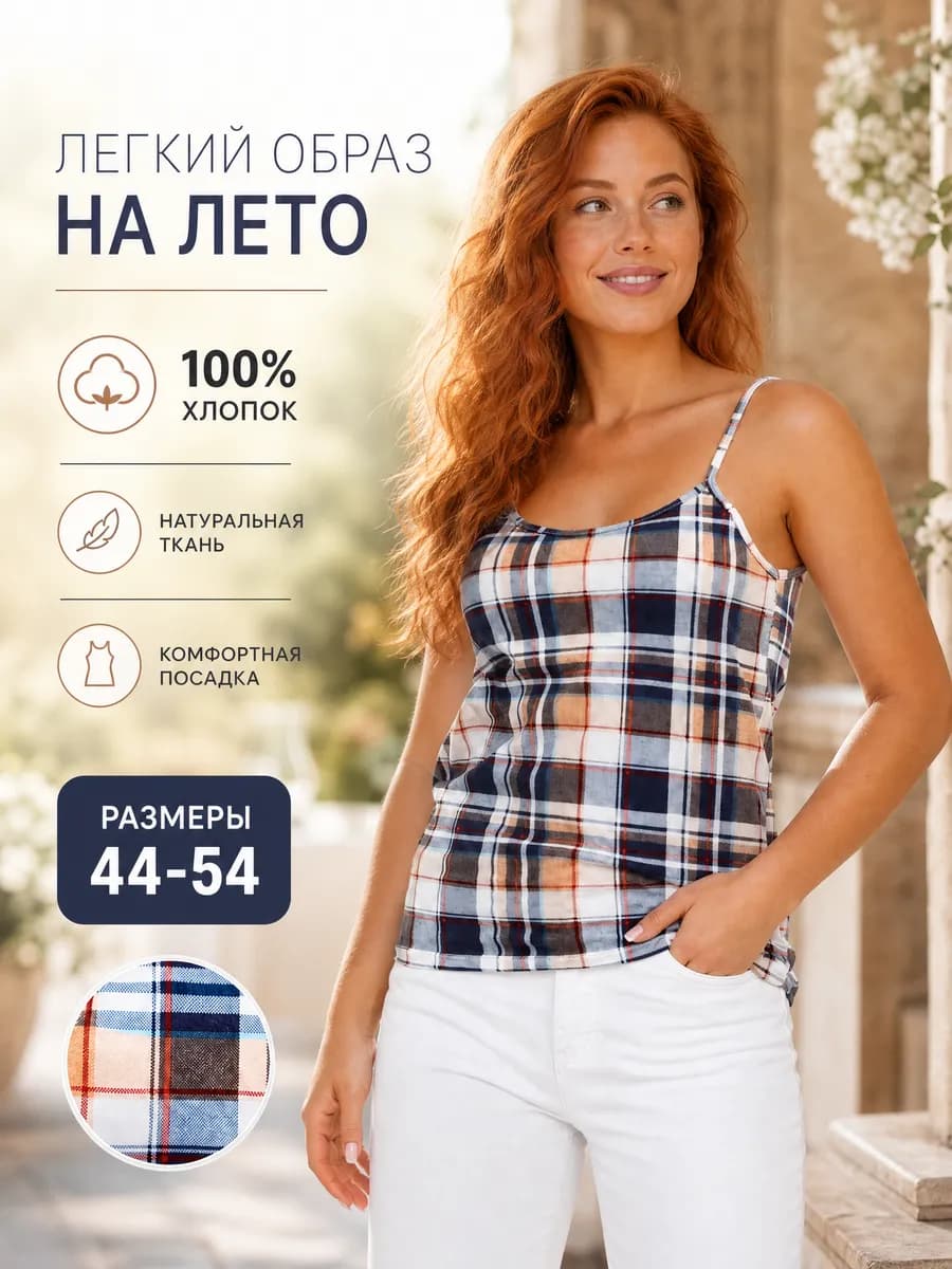Майка летняя на бретельках топ с принтом
