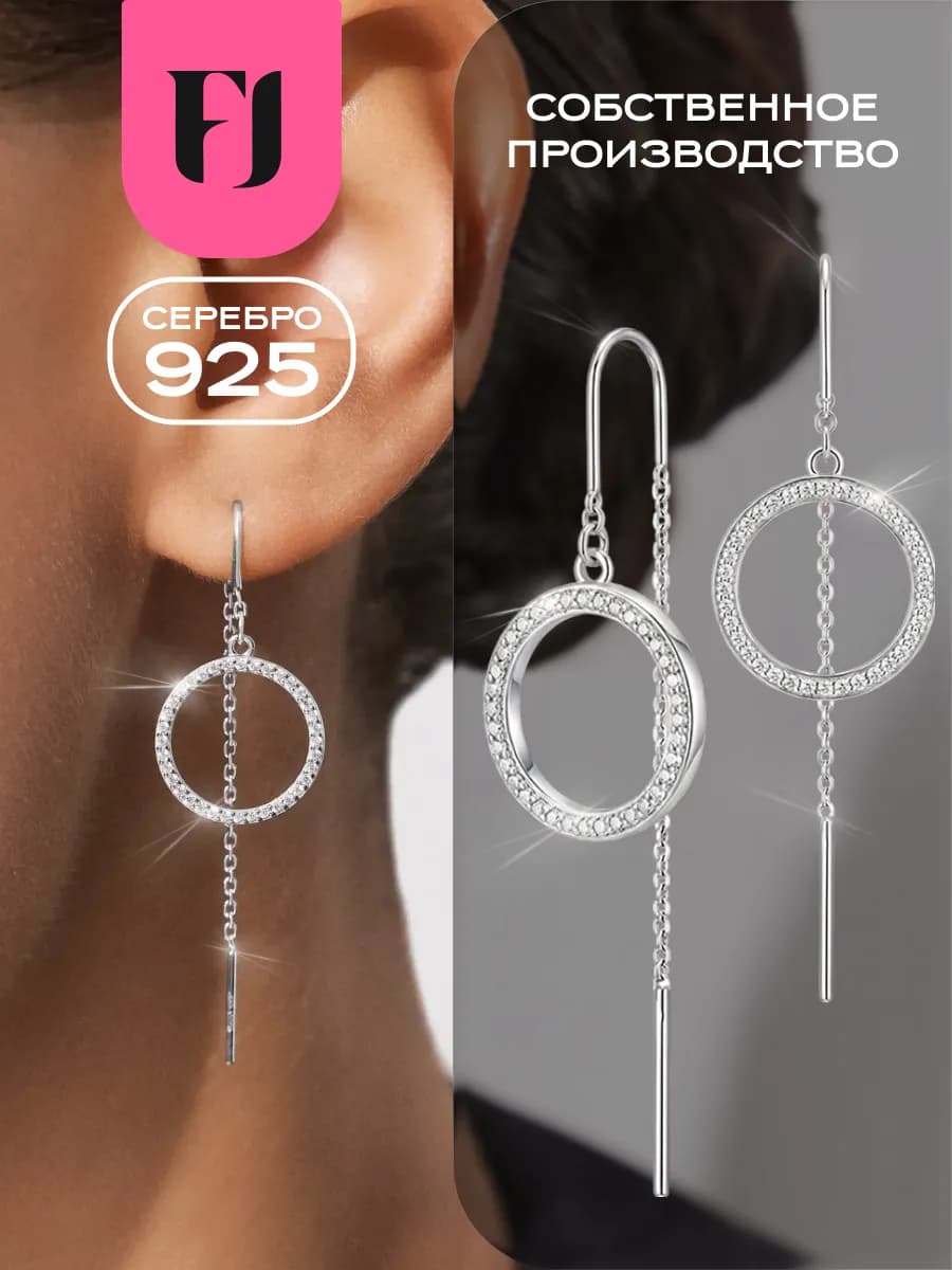Серьги протяжки серебро 925 круглые