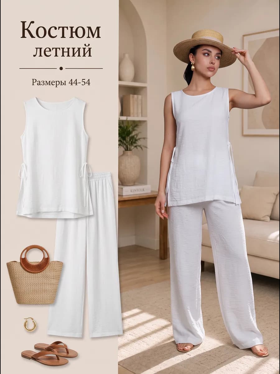 Костюм брючный легкий лен двойка