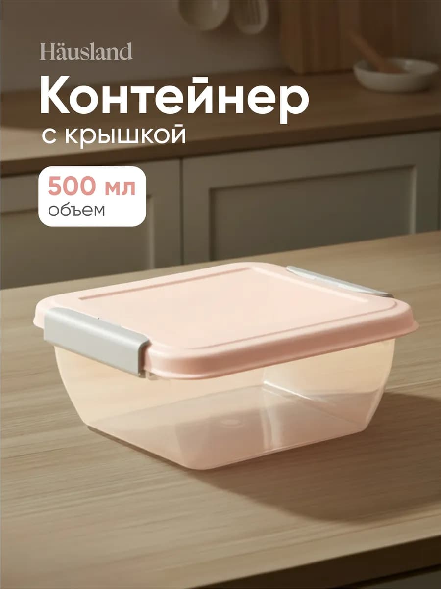 Контейнер для продуктов с защёлками 500 мл квадратный
