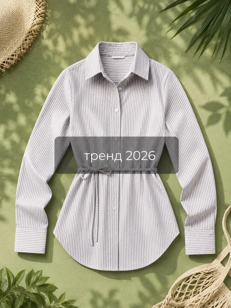 Рубашка с завязками в полоску хлопок большие размеры летняя