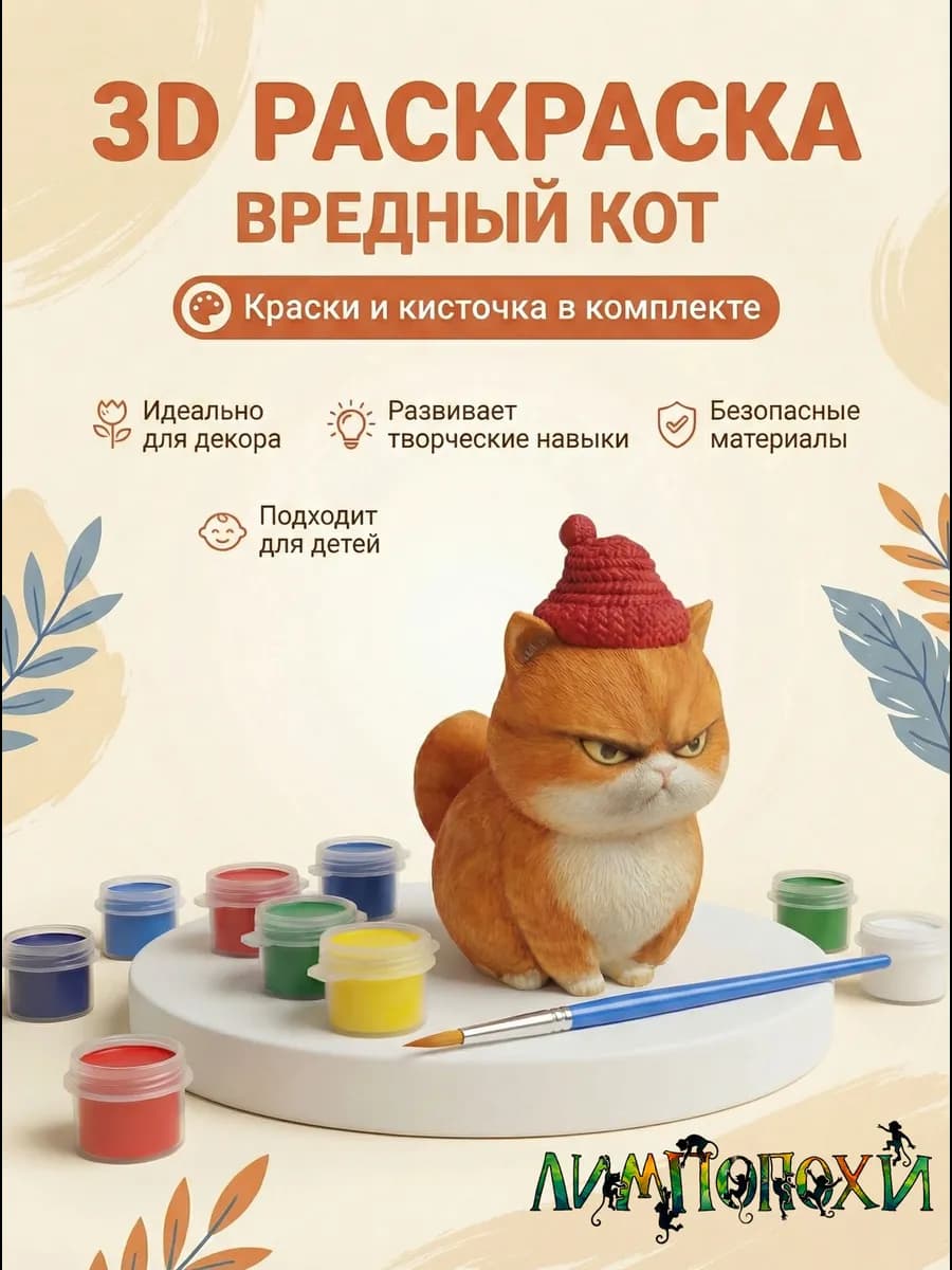 Набор для творчества Фигурка для раскрашивания "Вредный кот"