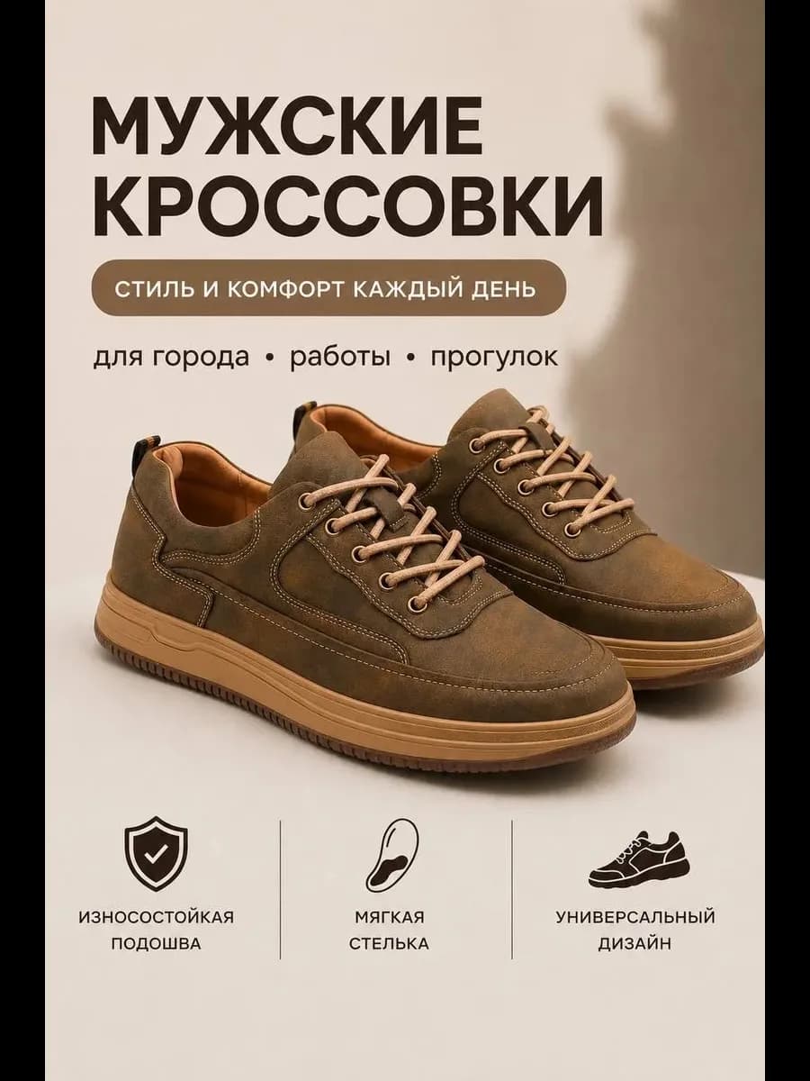 Кроссовки спортивные кожаные легкие