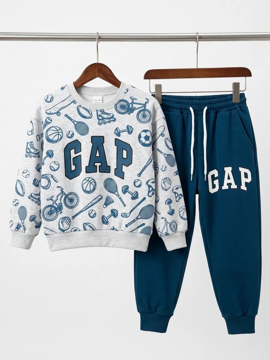 Cпортивный костюм оверсайз с принтом GAP