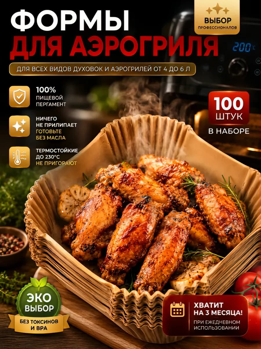 Бумажные формы для аэрогриля 100 шт пергамент 24х20