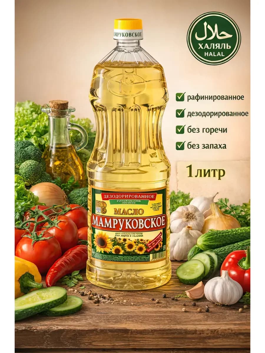 Масло подсолнечное "Мамруковское" рафинированное, 1 л