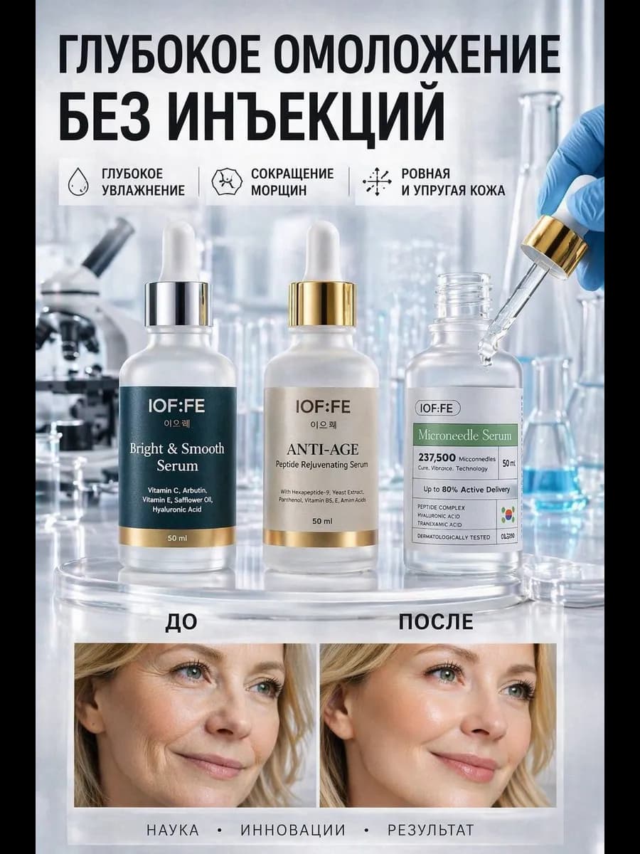 Сыворотка для лица с микроиглами и ретинолом от морщин набор