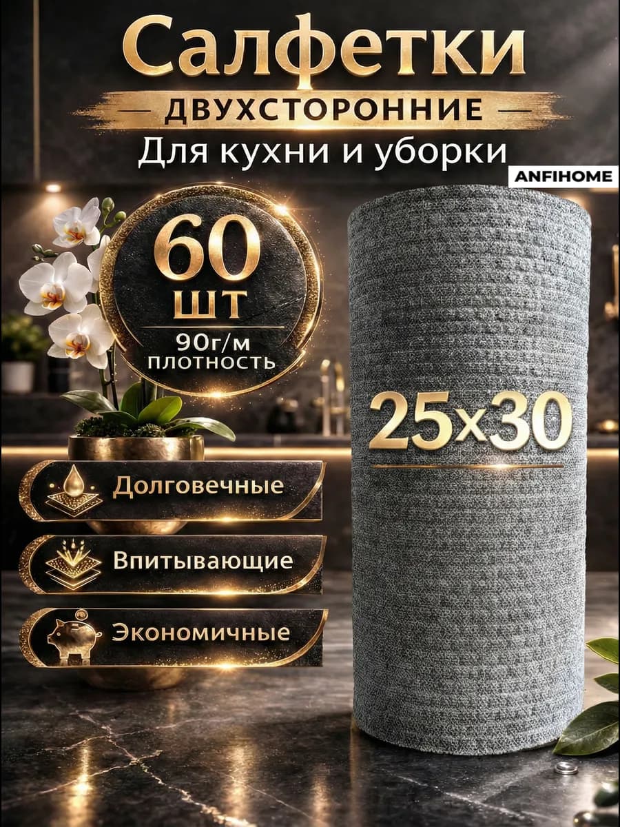 Салфетки безворсовые в рулоне для уборки и кухни и дома