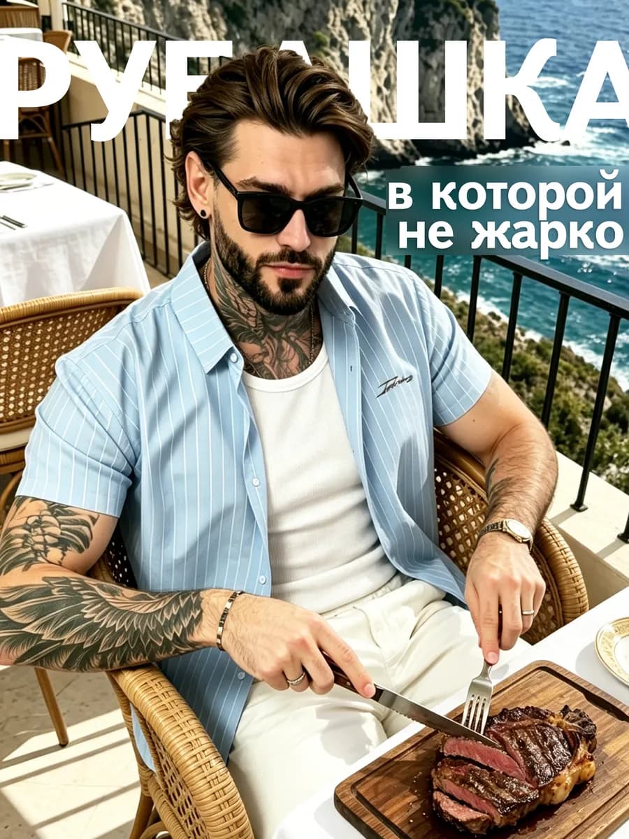 Рубашка с коротким рукавом вискозная