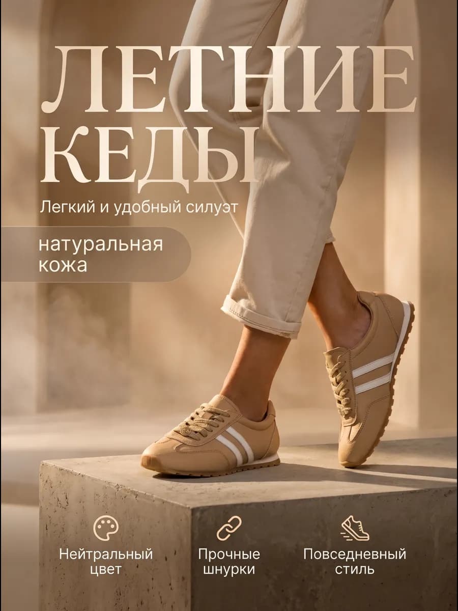 Низкие кеды на тонкой подошве натуральная кожа