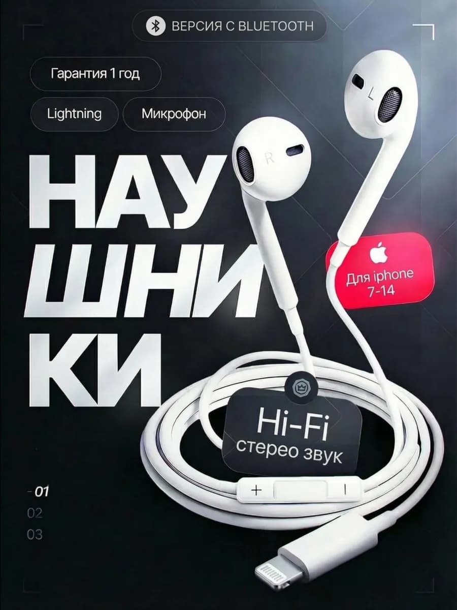Наушники проводные Lightning для iPhone