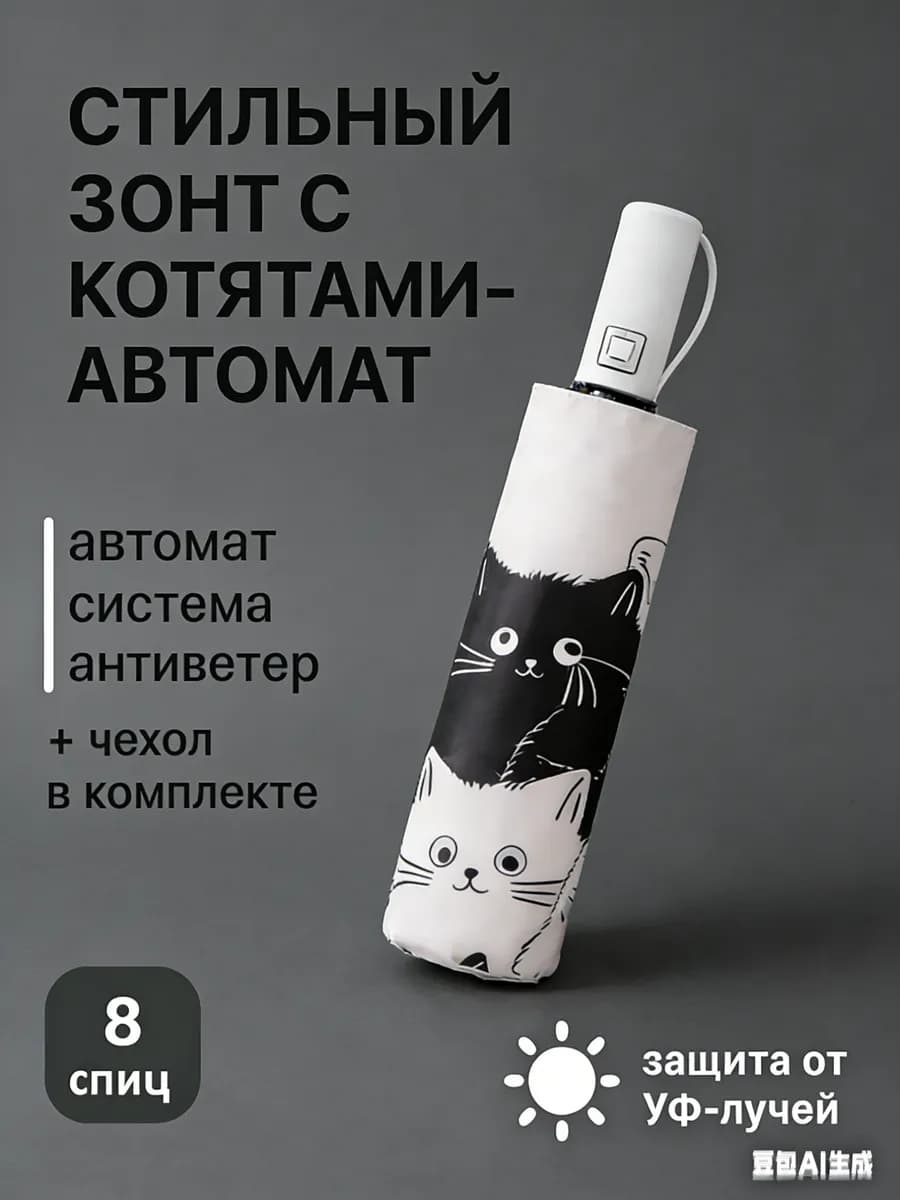 Стильный складной зонт автомат антиветер