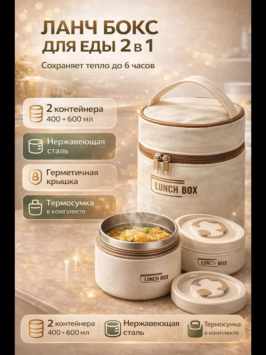 Ланчбокс двухуровневый с термосумкой