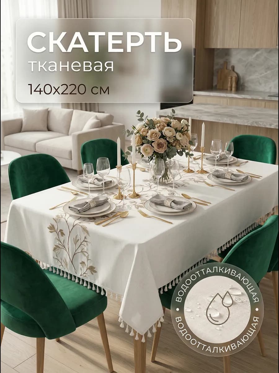 Скатерть на стол тканевая водоотталкивающая