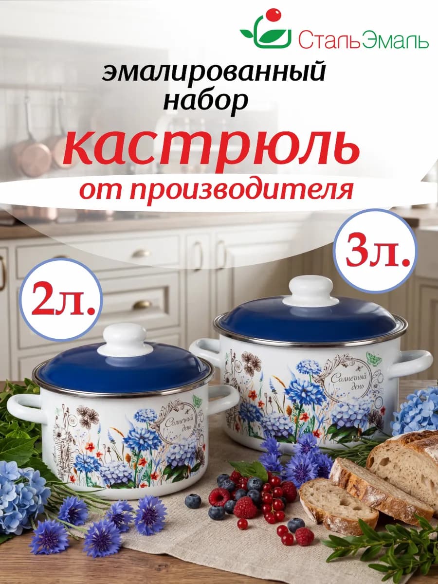 Набор кастрюль с крышками "Солнечный день"