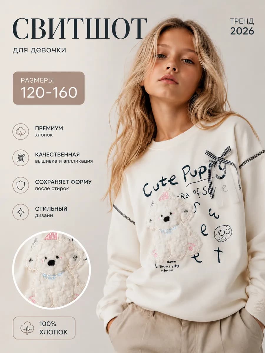 Свитшот без начеса кофта оверсайз толстовка подростковая