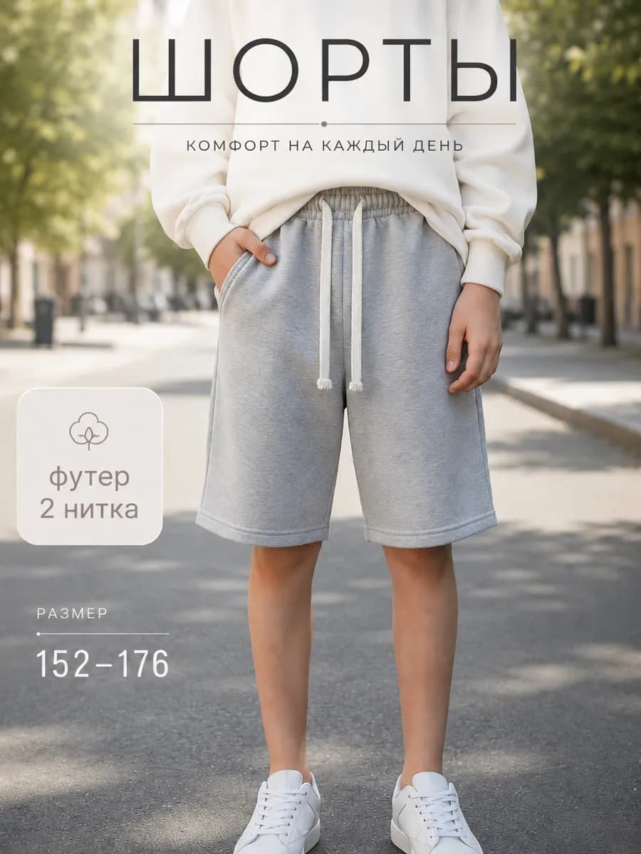 Шорты подростковые хлопковые из футера