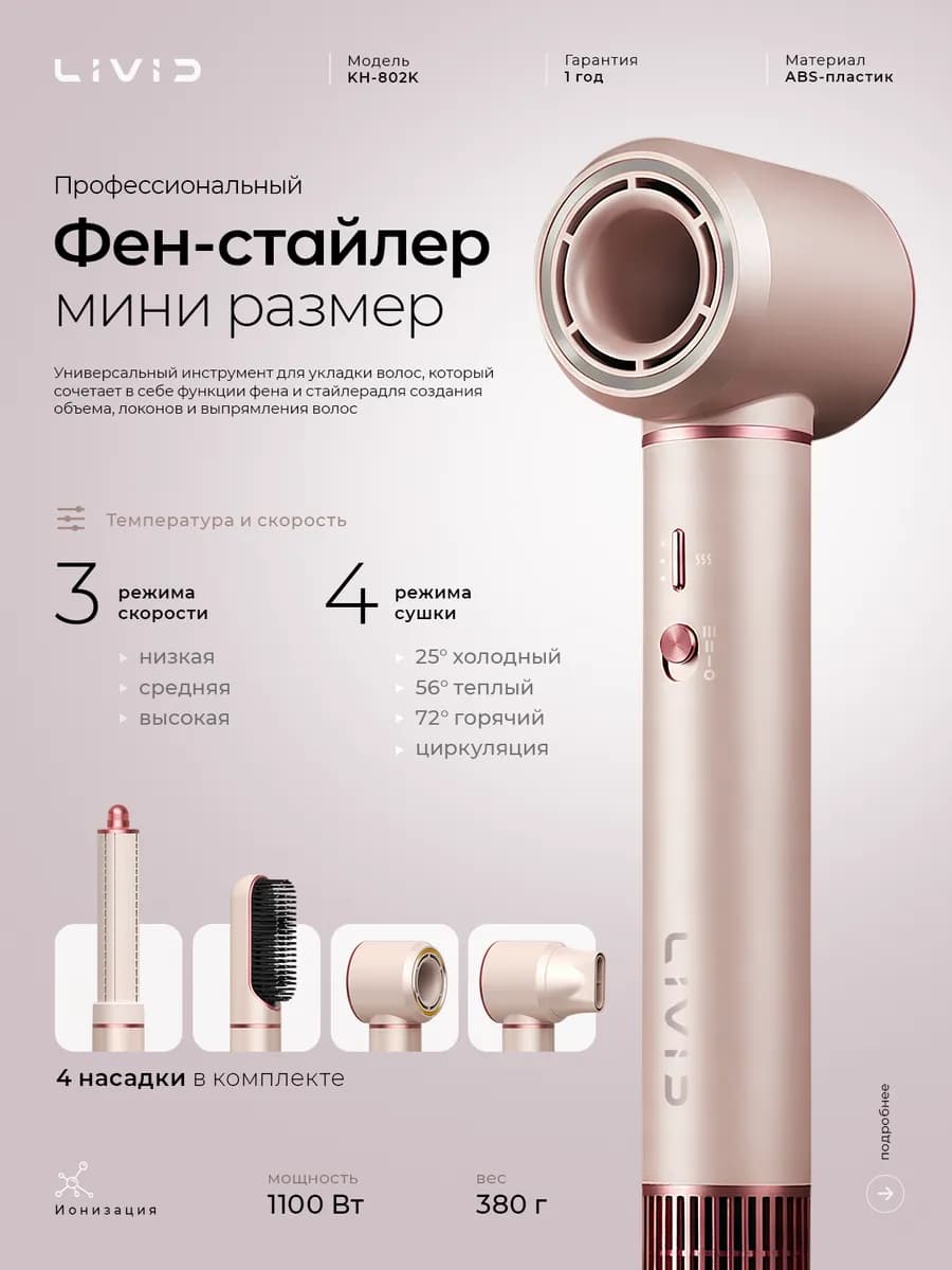 Профессиональный фен для волос с насадками